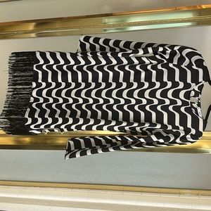 Mango silk midi fringe dress. Worn once. Black and white.